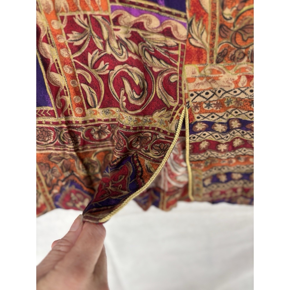 Vtg E Style Spiegel Jacquard Women's Sz 24 Top Gold Cord Trim Boxy Fit Zip Boho - Picture 3 of 12